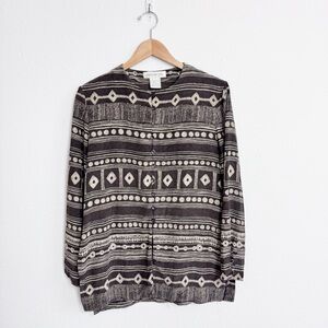 ✨Jones New York✨Vintage 100% Silk Tribal Print Tunic Blouse